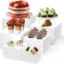6 PCS Buffet Risers and Stands, White Acrylic Display Stands, Dessert Stands for Table, Food Display Risers for Party, Catering, Wedding, Jewelry & Collectibles Display (10" 9" 8" 7" 6" 5")