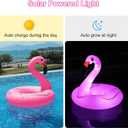 Inflatable Flamingo Pool Floats with Lights, FlyfreeU Solar Powered Flamingo Swim Tube Rings, 42'' Lake Beach Floaties Swimming Rings Summer Pool Raft Lounger for Adults Water Party Supplies.