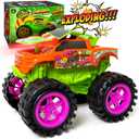 Exploding Monster Truck Toy with Explosive Crash Sounds and Lights, Smash It Up Again and Again, 8.7 Monster Truck Toys for Boys Kids Ages 3, 4-7 & Above | Toddler Toys for 3 Year Old Boys Gift (Orange)