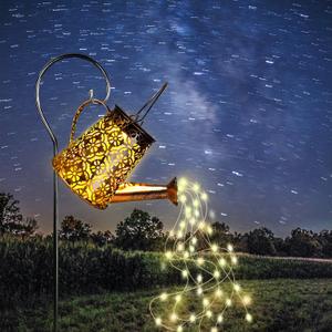 Solar Garden Watering Can Lights with Cascading Lights, Outdoor Hanging Lanterns for Garden Decor,Fairy Gardening Gifts for Mom Birthday, Perfect for Patio Yard Pathway (snowflake, Warm White)