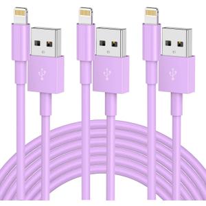iPhone Charger Cable 10 Ft [Apple MFI Certified], QZIIW 3Pack 10 Feet Long USB to Lightning Cable, Apple Charging Power Cord 10 Foot for iPhone 14 13 12 11 Pro Max Mini XR X 9 8 7Plus 6 6s ipad-Purple