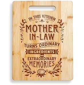 Riveira Bamboo Cutting Board – Great Gift For Mother In Law Mothers Day With Its Unique Design – 12X10 M Wooden Cutting Board For Daughter In Law Gifts From Mother In Law – Premium Cutting Board Wood