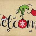 Christmas Door Mat Welcome Doormat Xmas Front Door Mat Rubber Back Non-Slip and Washable Floor Mat for Outdoor