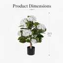 Artificial Hydrangea Flowers Tree for Outdoors, Sturdy 2FT Fake Plants with Weighted Pot, UV Resistant White Artificial Flowers for Front Porch & Home Decor, 2 Pack