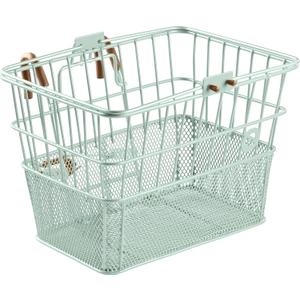 Retrospec Apollo Detachable Front Bike Basket Steel Half-Mesh with Integrated Detachable Hooks and Built-In Handle, Easy Assembly and Portability for Bicycles (Matcha)