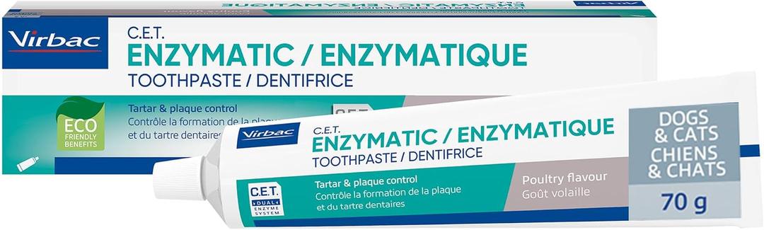 2 x Virbac C.E.T. Enzymatic Toothpaste| Tartar & Plaque Control for Fresh Breath | Pet Dental Care Toothpaste | Poultry Flavor, 2.5 oz