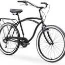 sixthreezero Around The Block Men's Beach Cruiser Bike, Hybrid Bicycle with Rear Rack, Multiple Speed and Color Options, 26 Inch / 7-speed