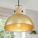 12 Inch Gold Pendant Lights Hammered Matte Pendant Lights for Kitchen Island Industrial Farmhouse Adjustable Height Dome Hanging Light Fixtures for Barn, Dining Room 3 Packs