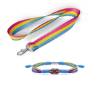 Pack of 2 LGBTQIA+ Accessories, Infinity Love Bracelet and Matching Rainbow Lanyard, Pride Month Gift Set, Things Stuffs for LGBTQIA Community