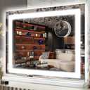 FENNIO 22" x 20" Vanity Mirror with Lights，LED Makeup Mirror，Hollywood Mirror with 3 Color Modes & Adjustable Brightness，Vanity Mirror Square White