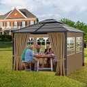 Gazebo Privacy Curtains 10' x 10' with PVC Windows, 4-Panels Side Wall with Zipper Universal Replacement for Patio, Outdoor Canopy, Garden and Backyard