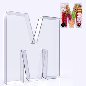 11" Acrylic Letter Charcuterie Box, Reusable Fillable Alphabet Number Shaped Form Tray for Birthday Anniversaries, Party Decorative Serving Plates Display Candy Cake (M)