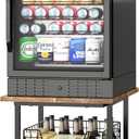 Mini Fridge Stand with Storage, Small Refrigerator Stand with Wheels, Mini Fridge Cabinet-Max Load 300 LBS Heavy Microwave Printer Stand Mini Fridge Cart for Dorm, Apartment, Kitchen, Office (Brown)