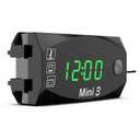 Meichoon 3 in 1 Car Digital Clock Voltmeter Thermometer 12V Waterproof Battery Voltage Monitor LED Large Screen Display for Motorcyclea Electric Vehicles Green
