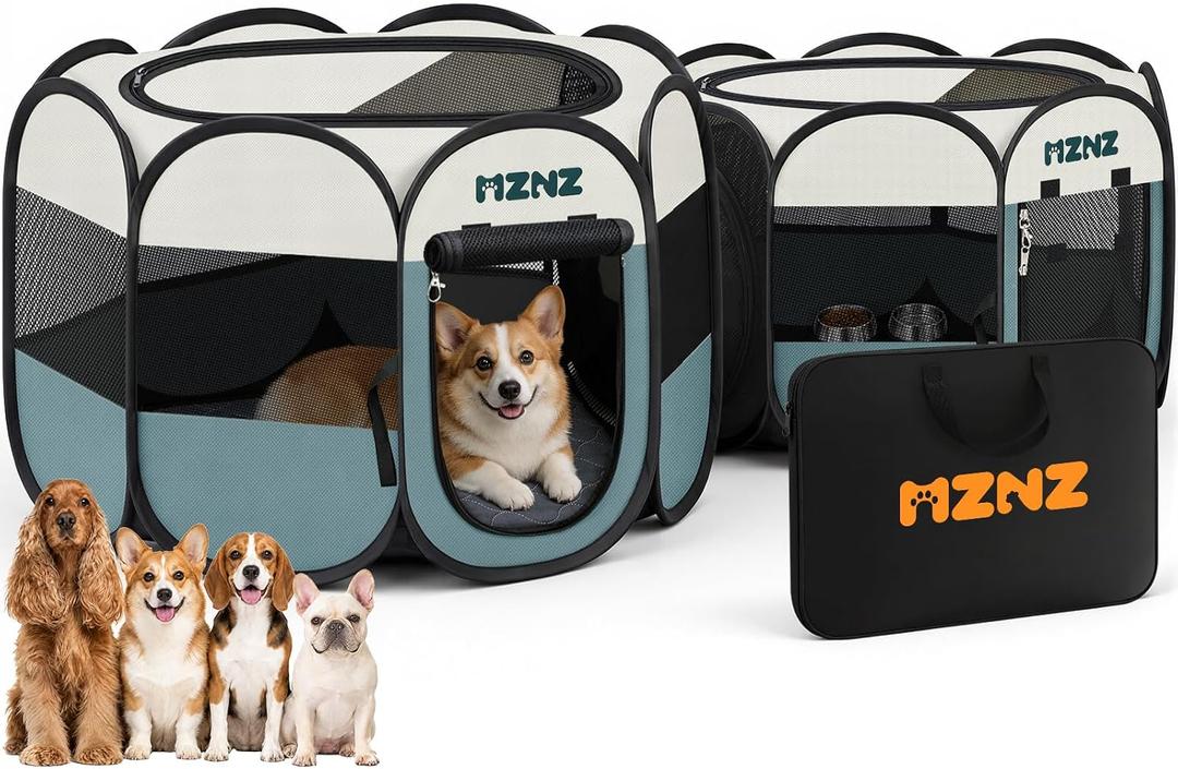 2-in-1 Dog Playpen, Cat Pet Puppy Playpen, Medium+Small, Grey
Detachable, Portable Pop-Up Crate Cage Tent for Small Animals, Indoor Outdoor Cats Enclosed Cage Kennel Tunnel