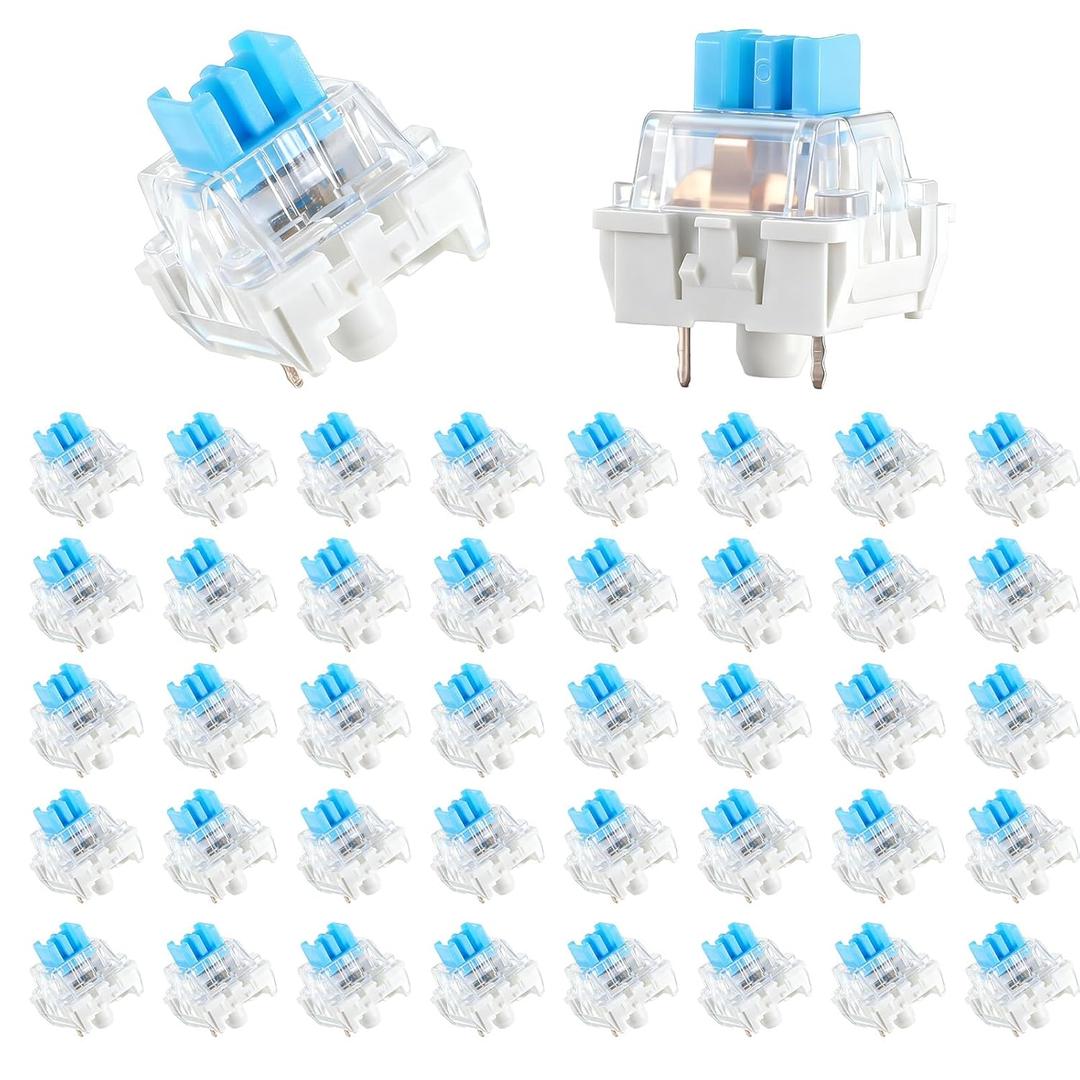 Keyboard Switches, 50 Pcs 3 PIN Blue Keyboard Clicker Replacement Dustproof Mechanical Keyboards Switches for Most Gaming Keyboards