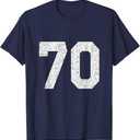Jersey Uniform Number #70 Athletic Style Sports Graphic T-Shirt (Small)