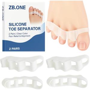 ZB.ONE Toe Separators for Women & Men  Soft Silicone Toe Spacers for Gentle Alignment, Bunion Support & Hammertoe Relief  Restores Natural Toe Position & Reduces Pressure, 2 Pairs (White)