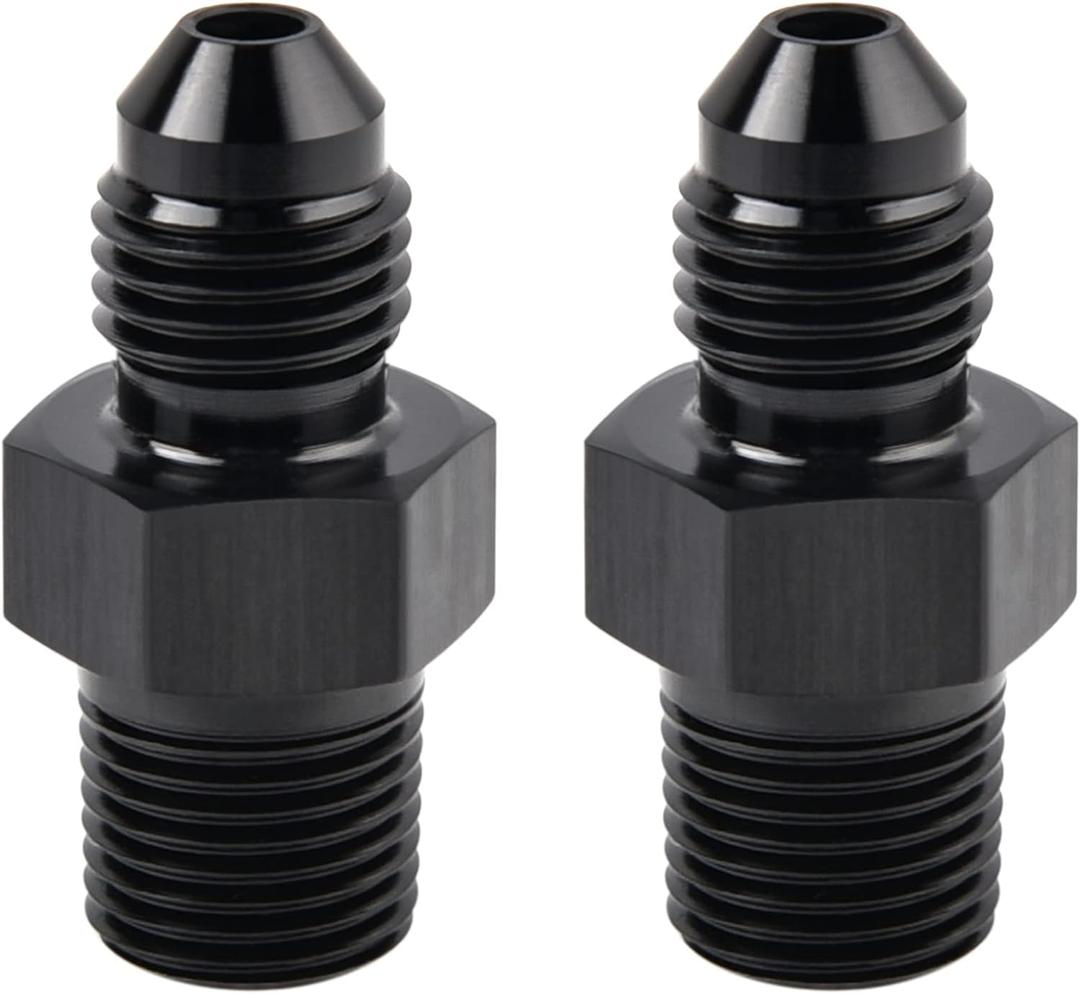 EVIL ENERGY 4AN Male Flare to 1/8" NPT Pipe Fitting Adapter Aluminum Straight Black 2PCS
