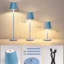 LED Cordless Table Lamp Rechargeable, 3-Height Adjustable, 5500mAh Battery Operated Lamp, 3-Color Dimming Touch Lamp, Portable Lamp for Dining, Bedroom,Camping, Outdoor, Indoor(Blue 1 Pc)