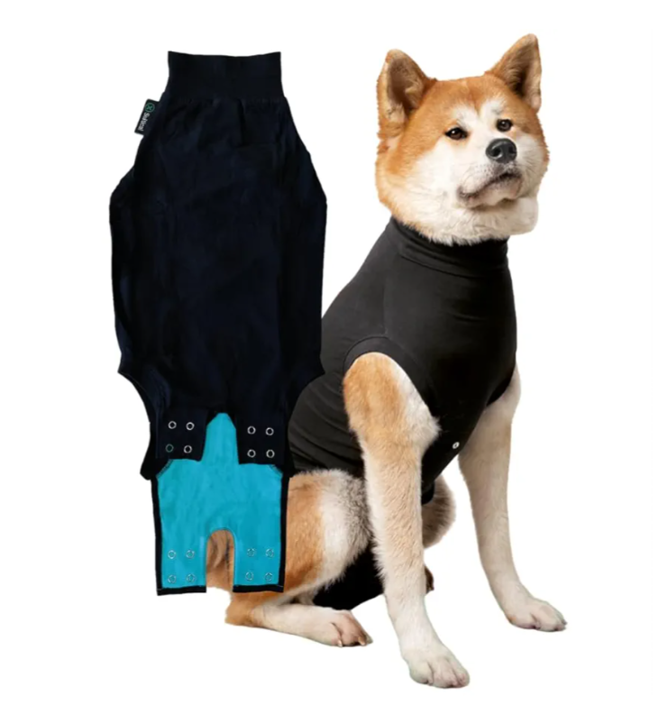 Suitical Recovery Suit for Dogs - XL Black - Dog Surgery Recovery Suit with Clip-Up System, Breathable Fabric for Spay, Neuter, Skin Conditions, Incontinence, 29.1–32.3 in Neck-to-Tail L