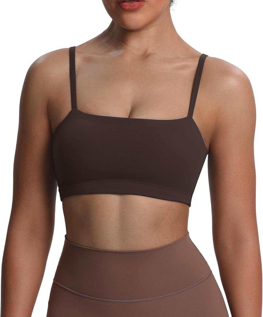 Aoxjox Women's Workout Bandeau Bras Training Fitness Running Yoga Crop Tank (Mulch)
