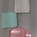 3 Set Sandwich Containers Sandwich Containers for Lunch Boxes Plastic Toast Shape Food Storage Box with Lid BPA Free Reusable for Family Adult Office Camping (Beige Green Blue)