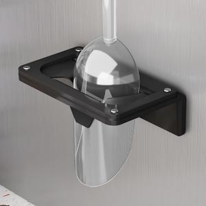 NiHome Magnetic Ice Scoop Holder, Fits 6-12oz Ice Scoops on the Market, Noise-Reducing Soft Silicone, Secure Elastic Buckle, Strong Magnet and Adhesive Mount, Black