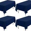 Showgeous 4 Pack Navy Blue Rectangle Tablecloths, 60 x 126 Inch, Wrinkle Resistant, Washable Polyester, Perfect for 8 Foot Table, Wedding, Dining, Party