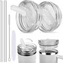 40oz Leak-proof Tumbler Lid Compatible for Stanley, 2 Pack Replacement Tumbler Lids Fit for Stanley Quencher 2.0 Tumbler 40 OZ, with Straws and Cleaning Brush