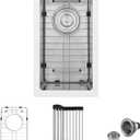 Bar Sink - PEPO Small Kitchen Sinks Undermount Stainless Steel Wet Bar Sink 16 Gauge Single Bowl with Accessories, High-end Handmade Basin for RV Outdoor (Stainless, 10"x18"x8"), 10"x18"x8" without Glass Riser