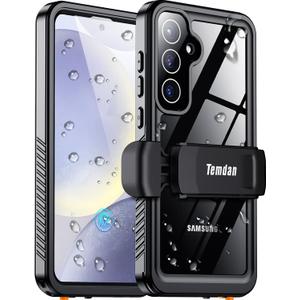 Temdan Compatible with Samsung Galaxy S24 Case Waterproof with Belt Clip Holster, Built-in Lens & Screen Protector Military Grade Shockproof Dropproof IP68 Underwater Full Body Phone Case