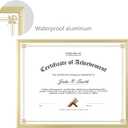 Golden State Art, 8.5x11 Aluminum Frame, Real Glass, Metal Frame for 8.5 by 11 inch Document, Certificate, Diploma. with Easel Stand (Gold, 1 Pack)