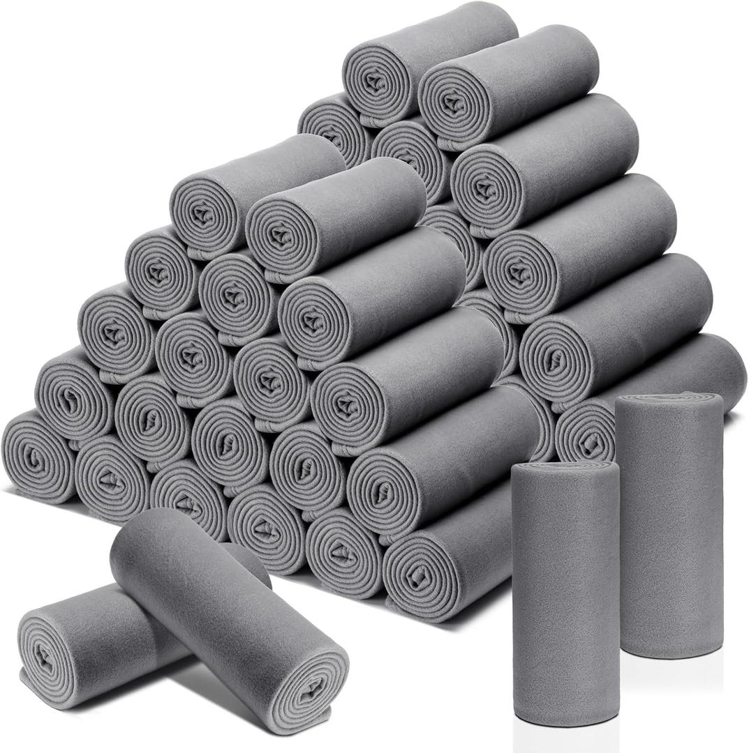 Macarrie 50 Pcs Fleece Blankets Bulk 50 x 60 Inch Soft Fleece Throw Blankets Warm Lightweight for Home Office Wedding Guest Gift Spring Outdoor Camping Travel Homeless Pet Lap Sofa Bed (Gray)