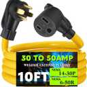 Tellegloww NEMA 14-30P to 6-50R Adapter Cord 10ft 4 Prong to 3 Prong Dryer Adapter, 30 Amp to 50 Amp Welder Extension Cord for Welding Machine EV Charger, STW10 AWG/3C, ETL Listed