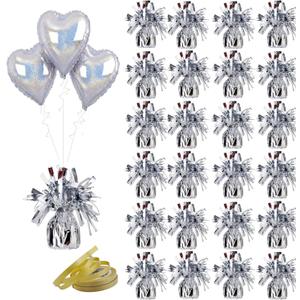 Aluminum Foil Balloon Weights for Parties (24 pcs) - 0.31lb (140g) Each - Premium Balloon Anchors for Birthday, Wedding, Dinner, Indoor & Outdoor Decorations(Silver 24pcs)