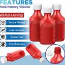 Reallnaive 20 Pcs 4 oz Amber Liquid Medicine Bottle Oval Plastic Pharmaceutical Prescription Dispensing Bottles with Lids Medicine Travel Container Child Resistant Caps Bottle Adapter