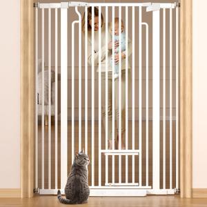 53in Extra Tall Cat Gate for Doorway, 29.5-40.6in Auto Close Pet Gate-White, 53" Tall, 29.5-40.6" Wide