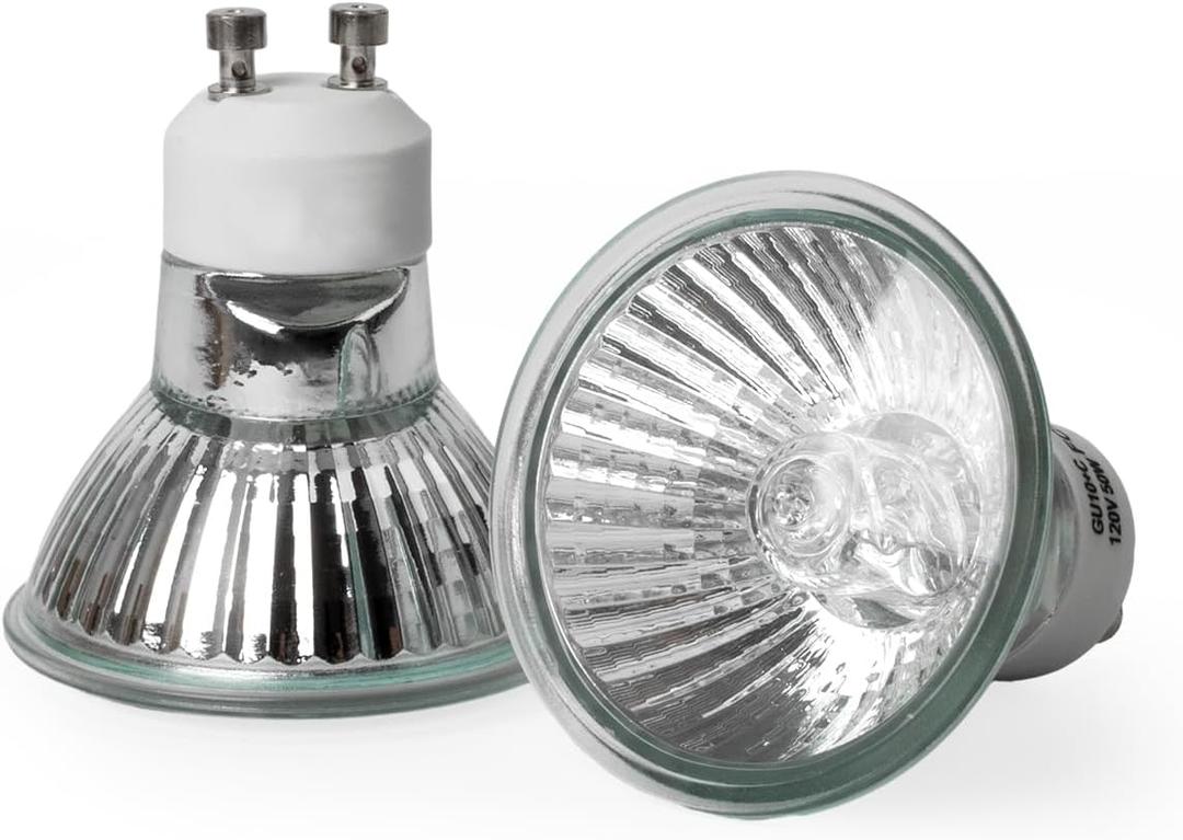 Elenhome 120v 50W GU10 Bulb for Candle Warmer Lamp, 2pcs gu10+c Dimmable 2800K Warm White Halogen Light Bulbs 2 pin, Wax Burner Light Bulb, Full Glass Cover Reflector Track & Recessed Light Bulbs