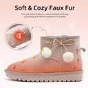 Girls Boots Kids Winter Snow Boots Faux Fur Lined Short Boots Fuzzy Warm Ankle Shoes for Little Big Kids Girls