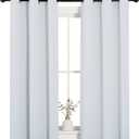 NICETOWN Room Darkening Curtain Panels for Bedroom, Easy-Care Solid Thermal Insulated Grommet Room Darkening Draperies/Drapes (Greyish White, 2 Panels, 34 by 54)