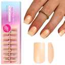 SXVME Gel Nail Tips Square Medium Short,Nude Press on Nails Medium Pre-Colored Natural Nail Tips,Soft Acrylic Nails with Primer Cover,Fake Nails False Nails 15 Sizes for DIY Nail Art