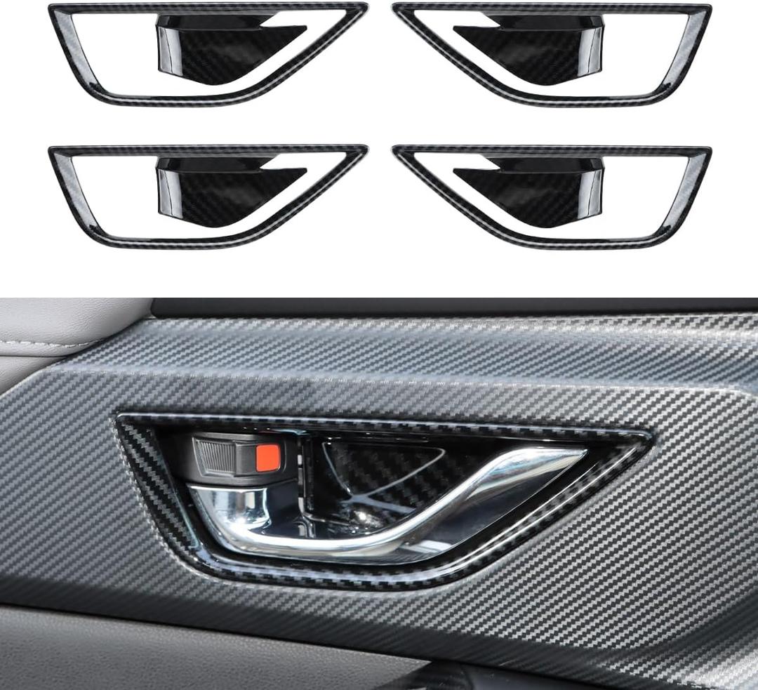 INTGET Inner Door Handle Bowl Panel Cover for 2024 2025 Subaru Crosstrek/Subaru Impreza Accessories Carbon Fiber Car Interior 4-Door Handle Protector for 2024 Crosstrek(4PCS-Inner Door Handle Cover)