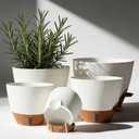 7/6.5/6/5.5/5 Inch Self Watering Pots, Plastic Flower Pots with Multi Mesh Drainage Holes and Deep Reservoir for Indoor Outdoor Garden Plants and Flowers (White, 5/5.5/6/6.5/7)