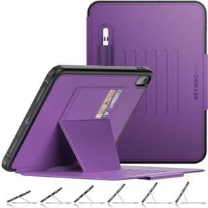 SEYMAC stock Case for iPad (A16) 11th/10th Generation 11''/10.9'', Strong Magnetic Auto Sleep Shockproof Case with Absorbing Multi-Angles Stand, Pen Holder, Card Slot (Purple)