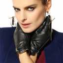 Traditional Womens Winter Texting Touchscreen Driving Lambskin Leather Gloves Wool Blend Lining (7)