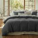 Bedsure 100% Muslin Cotton Duvet Cover King Size - Ultra-Soft Gauze Duvet Cover, PureWoven Breathable & Lightweight Bedding Set with Button Closure and Corner Ties (Dark Grey, King, 104"x90")