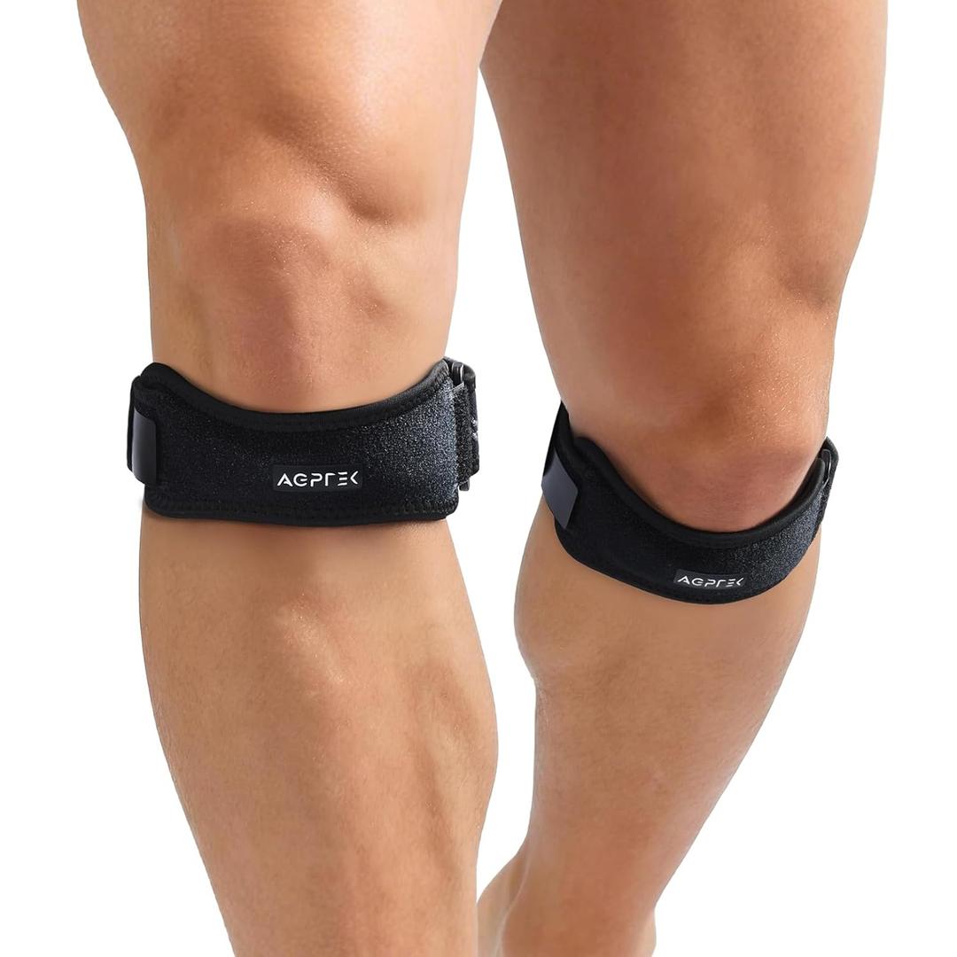 AGPTEK Plus Size Knee Brace for Women & Men, Pain Relief Patella Tendon Knee Strap 2 Pack, Adjustable Knee Support Band for Running Weightlifting Baseball Tennis Volleyball Jogging Bicycle Climbing, 11.02-20.87in