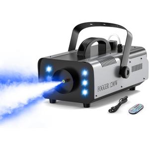 1200W RGB Fog Machine, 6 Colorful LED Lights for Smoke Machine Indoor/Outdoor Use, Perfect for Parties, Weddings, and Stage Effects (Silver)