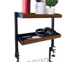 UISKOOPW Desk Extender Shelf with Cable Management Tray, Above Desk Shelves, Under Desk Wire Management with Desk Extension Side Table, Desk Add on Shelf Clamp Table (Black (Cable Management))
